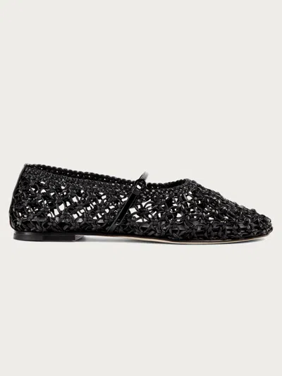 Dear Frances Balla Woven Ballet Flats In Nappa Leather In Black