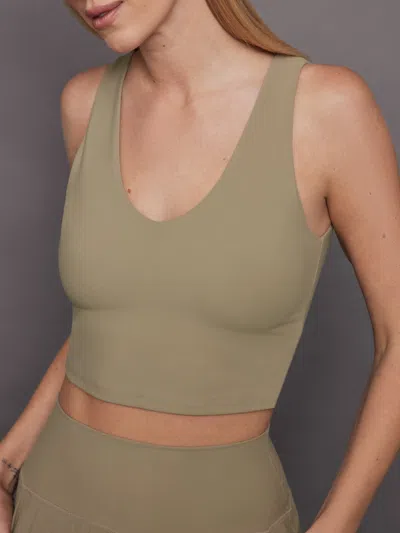 Carbon38 V-neck Longline Bra In Silversage
