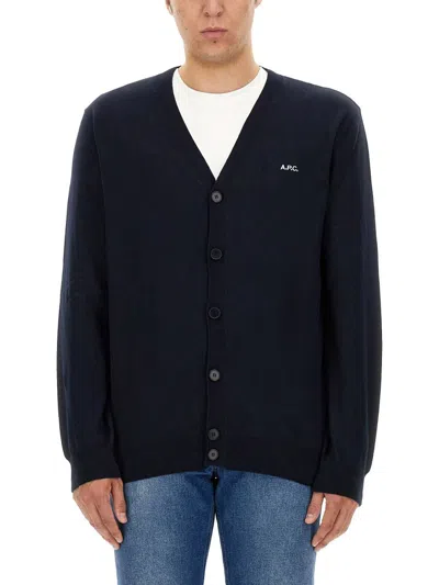 Shop Apc A.p.c. Cardigan "joseph" In Blue