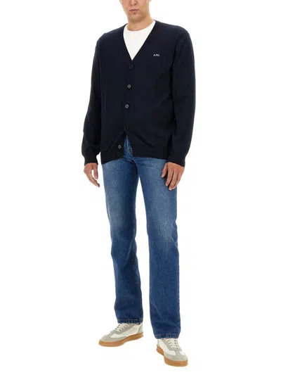 Shop Apc A.p.c. Cardigan "joseph" In Blue