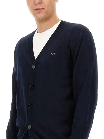 Shop Apc A.p.c. Cardigan "joseph" In Blue