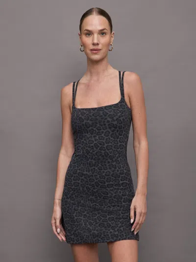 Carbon38 Strappy Dress In Melt In Charcoal Leopard