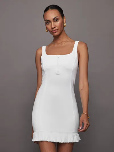 Carbon38 Pleated Hem Tennis Dress In White