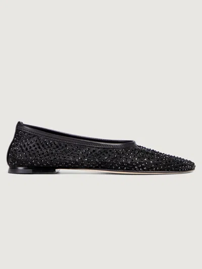 Dear Frances Balla Crystals Mesh Ballet Flats In Black