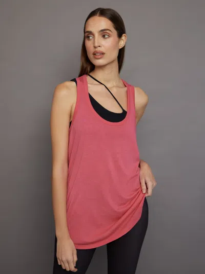 Carbon38 Long Racerback Tank In Honeysuckle