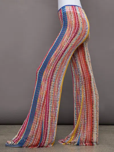 Missoni Multi Color Multicolor High-waisted Flared Trousers In Red,blue Space