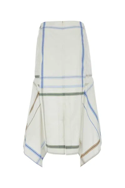 Bottega Veneta Exclusive Checked Cotton Midi Skirt In Checked