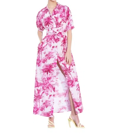 Lola Australia Stevie Shirt Dress In Lux Palm Pink In Multi