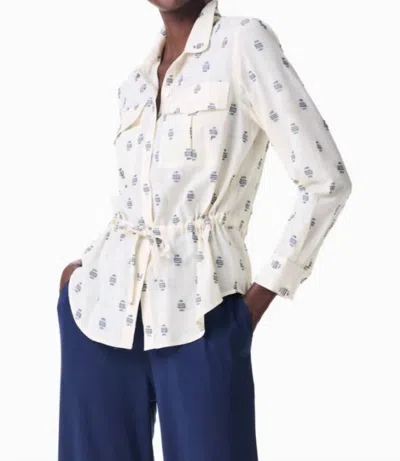 Nic + Zoe Constellation Drawstring Waist Shirt Jacket In Beige