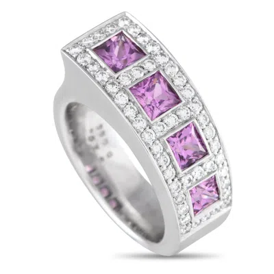 Bucherer 18k White Gold 0.65ct Diamond And Sapphire Ring Bu01-071124 In White