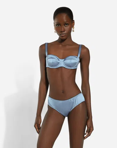 Dolce & Gabbana Silk Satin Balconette Bra In Purple