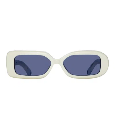 Jacquemus Carre Retro Round Acetate Sunglasses In White