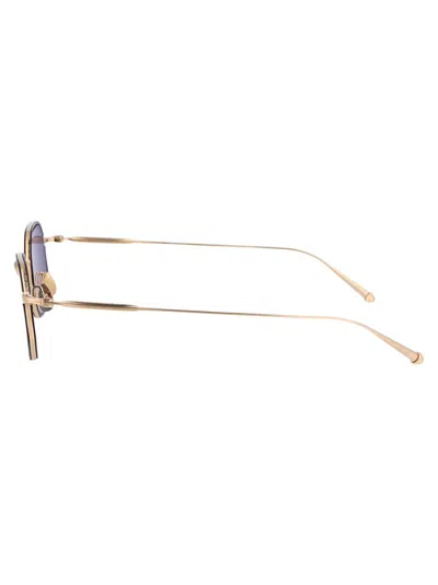 Matsuda Sunglasses In Brushed Gold - Navy Solid