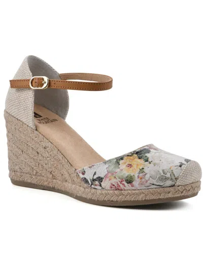 White Mountain Mamba Womens Canvas Ankle Strap Espadrilles In Multi