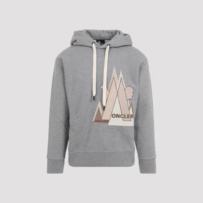 MONCLER LIGHT GREY COTTON HOODIE 