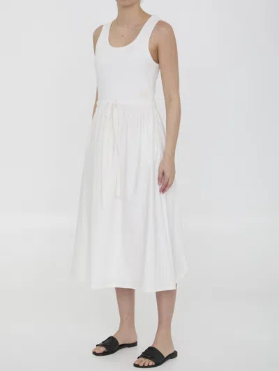 Shop Moncler Flared Midi Dress In White