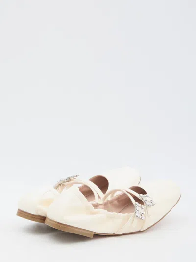Roger Vivier "nappa Ballet Flats With Strass Buck In Beige