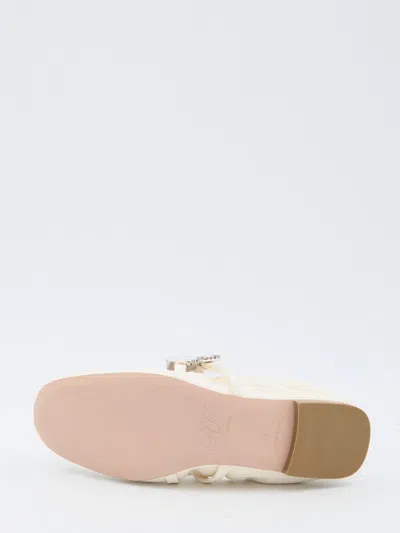 Roger Vivier "nappa Ballet Flats With Strass Buck In Beige