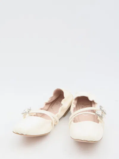 Roger Vivier "nappa Ballet Flats With Strass Buck In Beige