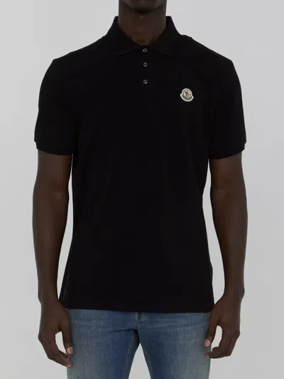 Shop Moncler Polo Shirt With Logo In Black