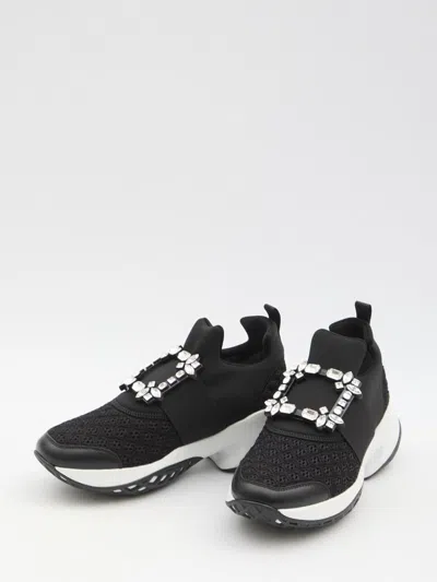 Shop Roger Vivier Viv' Run Strass Buckle Sneakers In Black