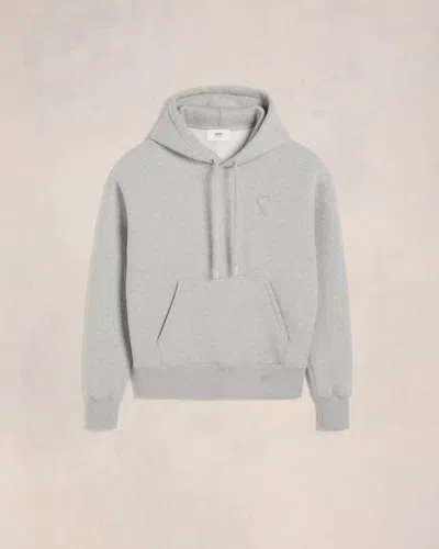 Shop Ami Alexandre Mattiussi Ami De Coeur Hoodie Grey In Heather Ash Grey