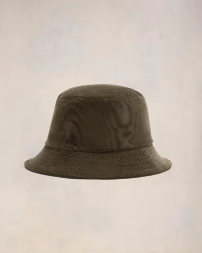 Shop Ami Alexandre Mattiussi Tonal Ami De Coeur Embroidery Bucket Hat Brown In Dark Coffee