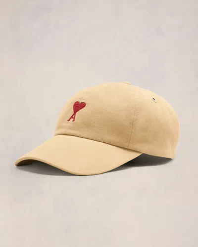 Ami Alexandre Mattiussi Red Ami De Coeur Embroidery Cap Neutrals Unisex In Brown