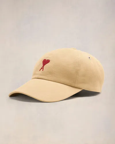 Ami Alexandre Mattiussi Red Ami De Coeur Embroidery Cap Neutrals Unisex In Brown