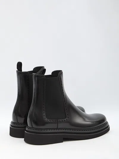 Dolce & Gabbana Brushed Leather Chelsea Boots In Black