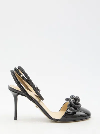 Mach&mach Double Bow Strass Ankle-strap Pumps In Black