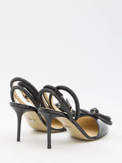 Mach&mach Double Bow Strass Ankle-strap Pumps In Black