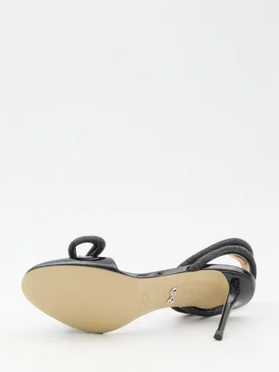 Mach&mach Double Bow Strass Ankle-strap Pumps In Black
