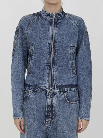 Shop Alaïa Racing Round Jacket In Blue