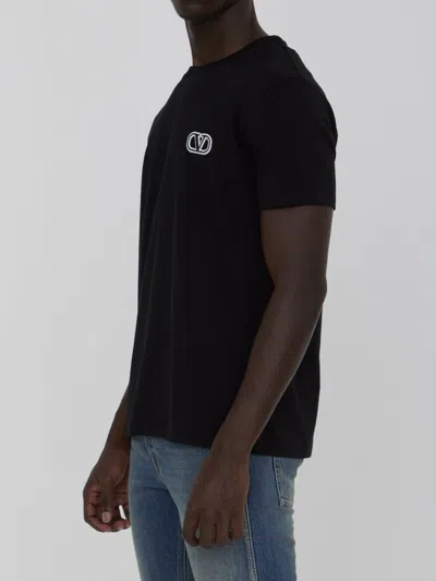 Shop Valentino T-shirt With Vlogo Signature Patch In Black