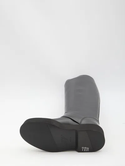 Roger Vivier High Leather Knee-length Boots With Adjustable Side Strap In Black