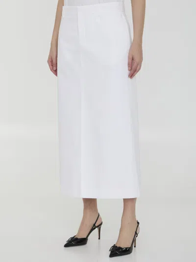 Shop Valentino Compact Popeline Skirt In White