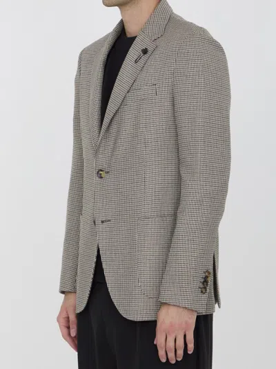Lardini Houndstooth Jacket In Beige