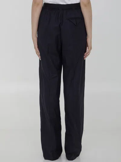 Bottega Veneta Women Striped Wool Trousers In Blue