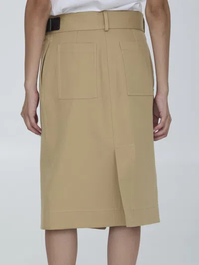 Bottega Veneta Wrap Midi Skirt With Leather Belt In Beige