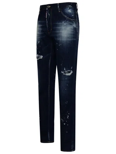 Shop Dsquared2 Blue Cotton Blend Jeans