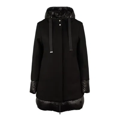 Shop Herno Black Hooded Long Down Jacket