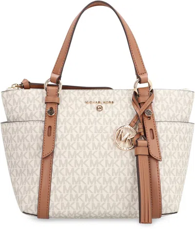 Shop Michael Kors Sullivan Coated Canvas Tote In Panna