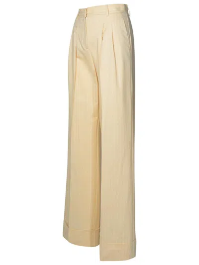 The Andamane 'nathalie' Ivory Wool Blend Trousers In Beige