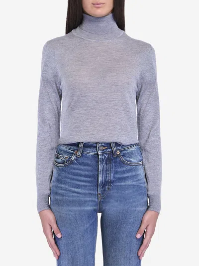 Saint Laurent Wool Turtleneck In Grey