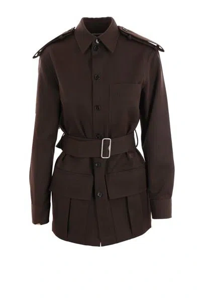 Shop Burberry Coats In Brown+black