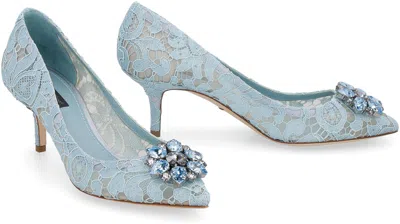 Dolce & Gabbana Court Shoe In Taormina Lace With Crystals In Blue