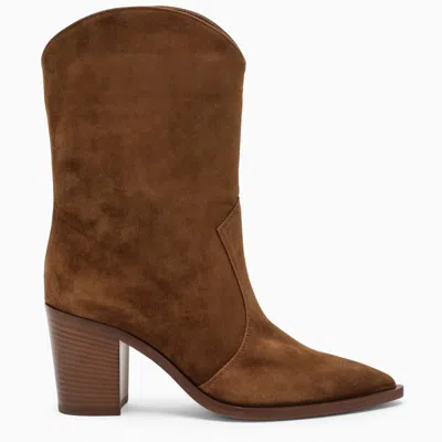 Shop Gianvito Rossi Denver Texas Suede Boot In Brown