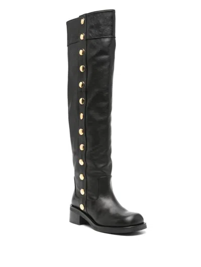 Moschino 50mm Stud-embellished Knee Boots In Black