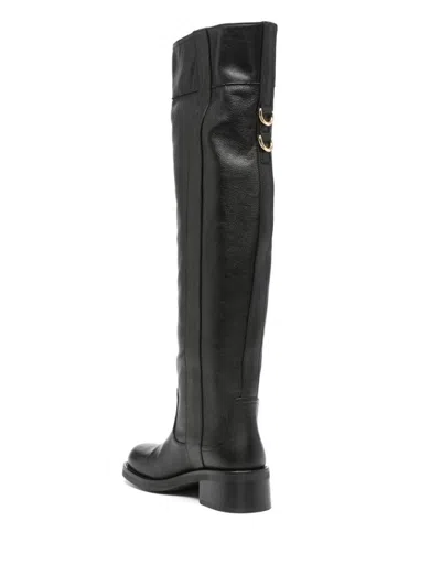 Moschino 50mm Stud-embellished Knee Boots In Black